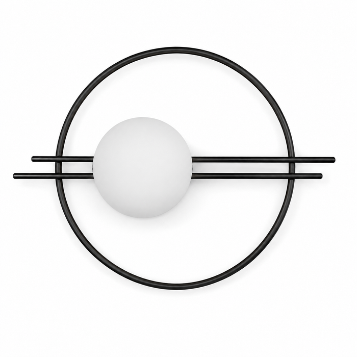 Circle Wall Light - Glass Globe and Twin Rails Sconce