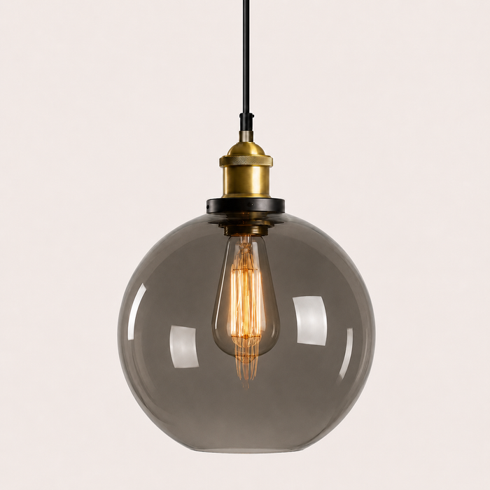Industrial Glass Pendant Light - Vintage Globe Shade