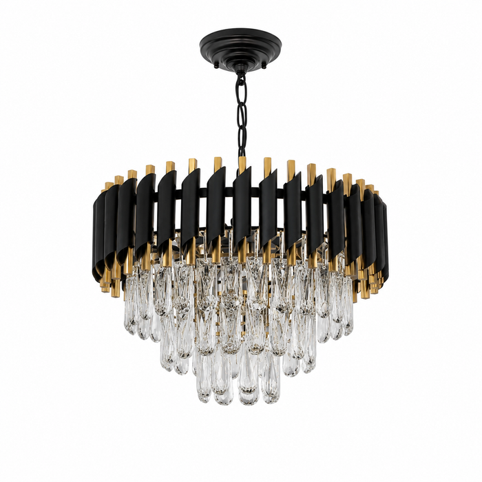 Black & Gold Crystal Chandelier - 5-Light Modern Ceiling Light