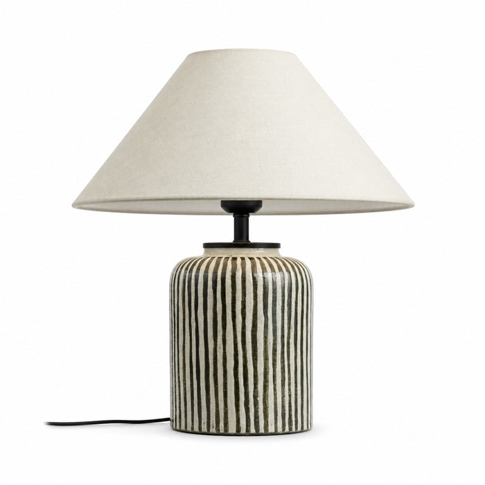 Ceramic Table Lamp - Ribbed Living Room Lamp