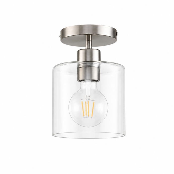 Glass Ceiling Light - Minimalist Flush Mount Cylinder