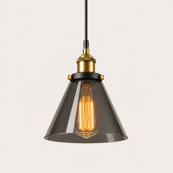 Industrial Glass Pendant Light - Vintage Flared Shade