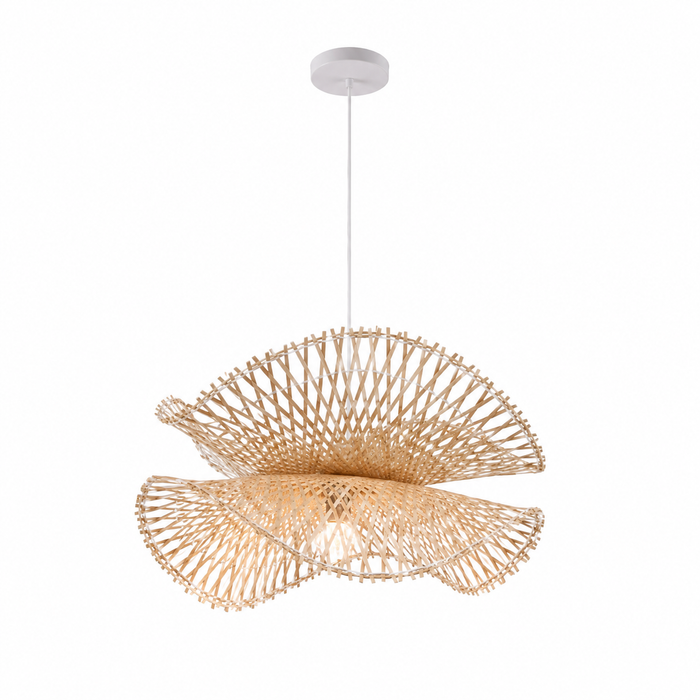 Woven Bamboo & Wood Chandelier - Rattan E27 Pendant