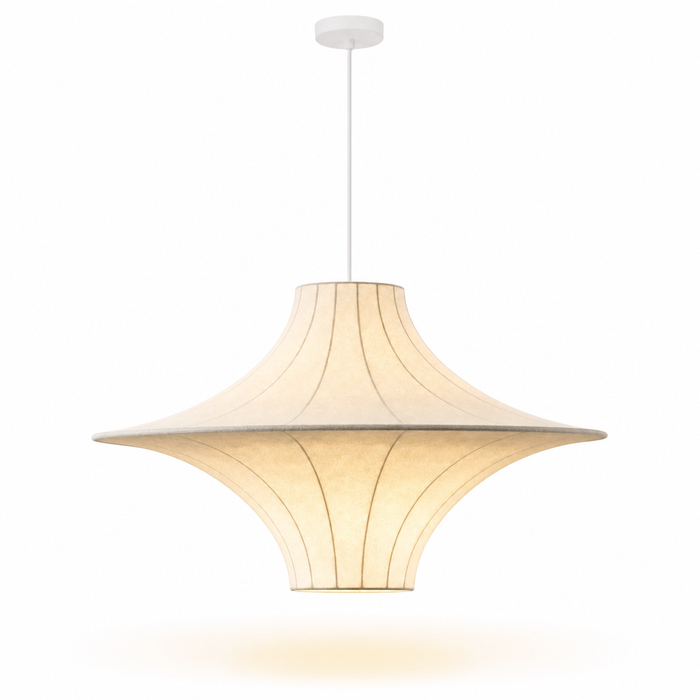 Silk Saucer Pendant Light | Sculptural Flared Handmade Shade, 50/60 cm, Dining Room