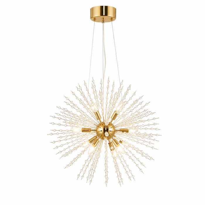 Dandelion Sputnik Chandelier | Gold or Chrome Crystal Starburst, 50/55 cm