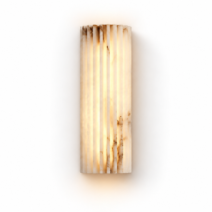 Fluted Alabaster Wall Light | Natural Stone Column, LED Included, 30 or 45 cm Tall