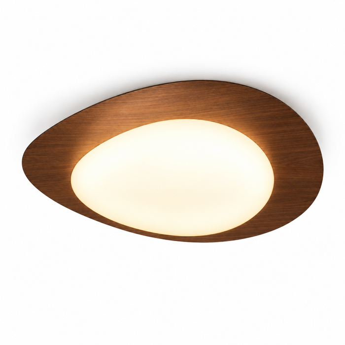 Pebble Ceiling Light | Wood or Walnut Flush Mount, 38/48 cm, Organic LED Shape