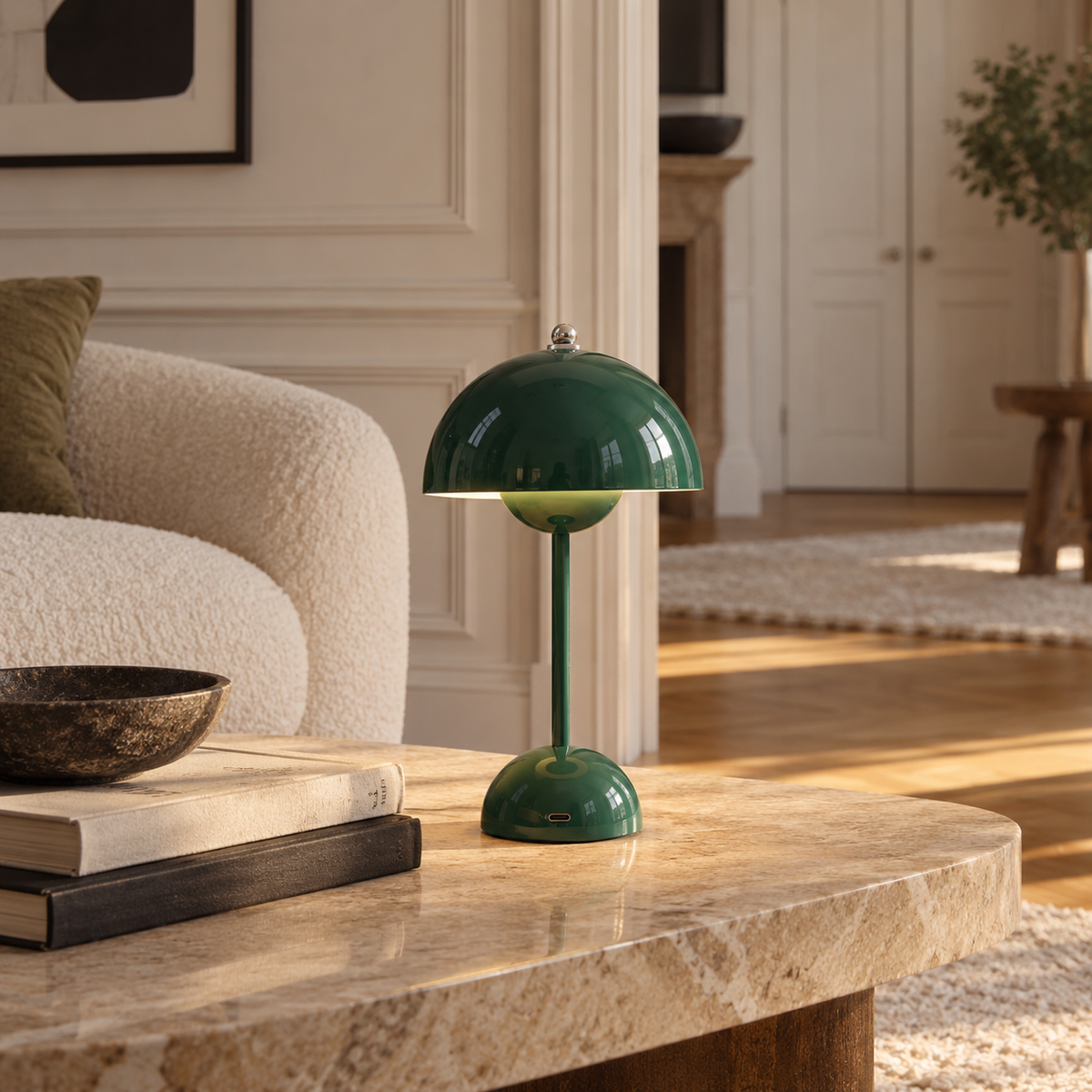 Mushroom Table Lamp 30cm - Cordless Rechargeable Touch Bedside Light