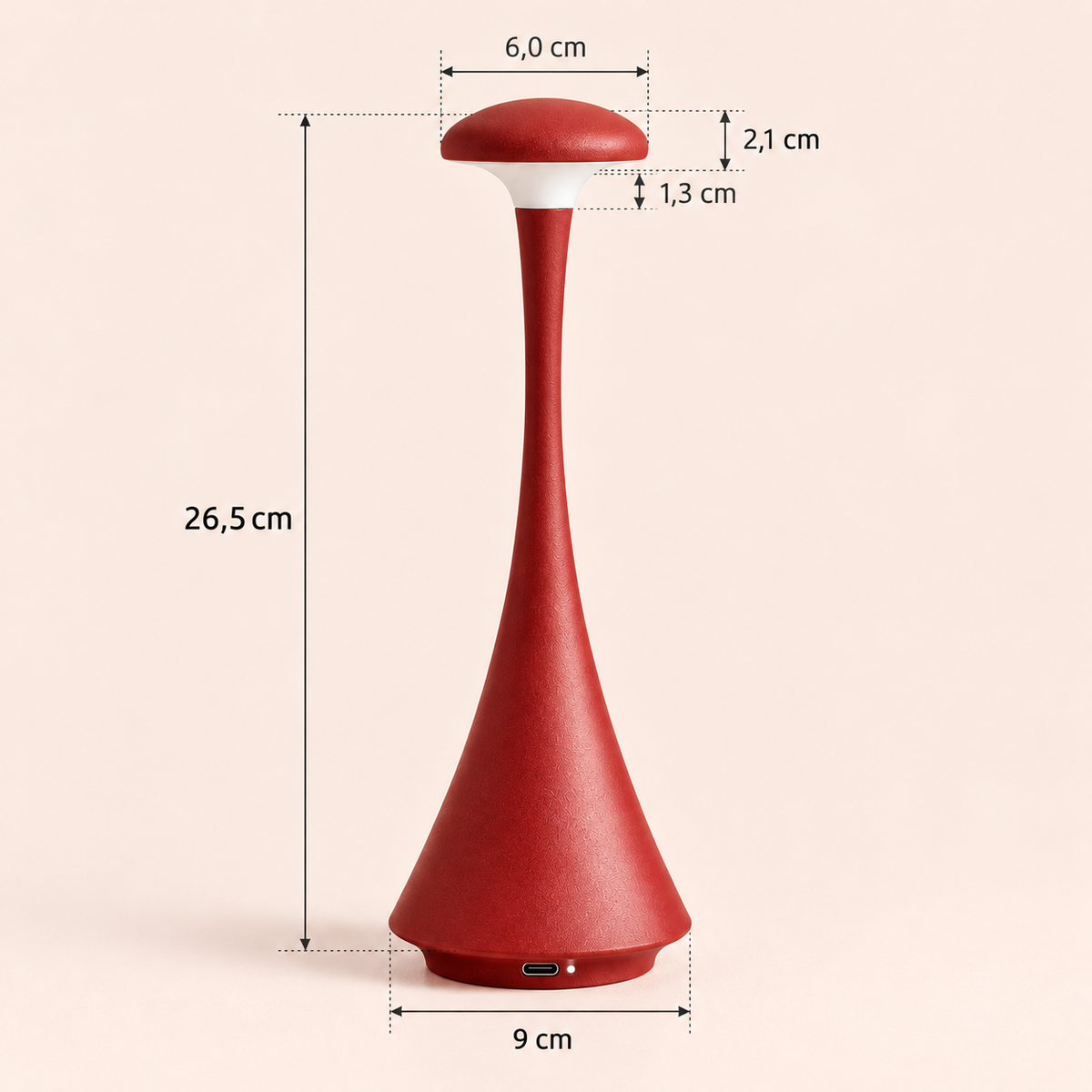 Acrylic Mushroom Table Lamp 26.5cm - Rechargeable Touch Bedside Light