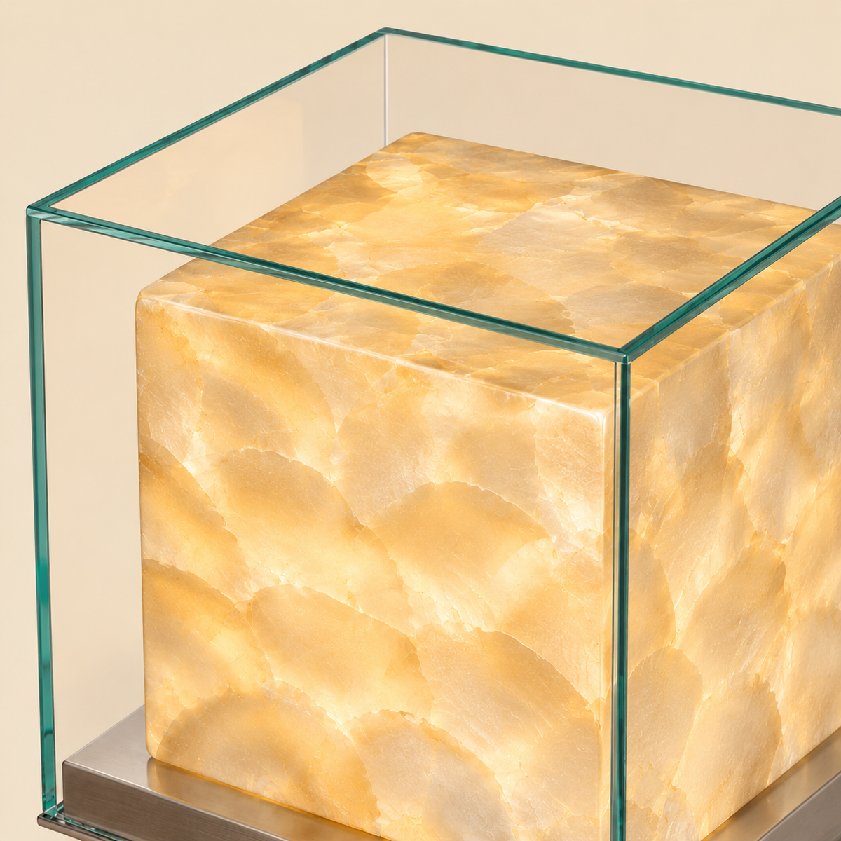 Glass Cube Table Lamp - Rechargeable Cordless Touch Bedside Light