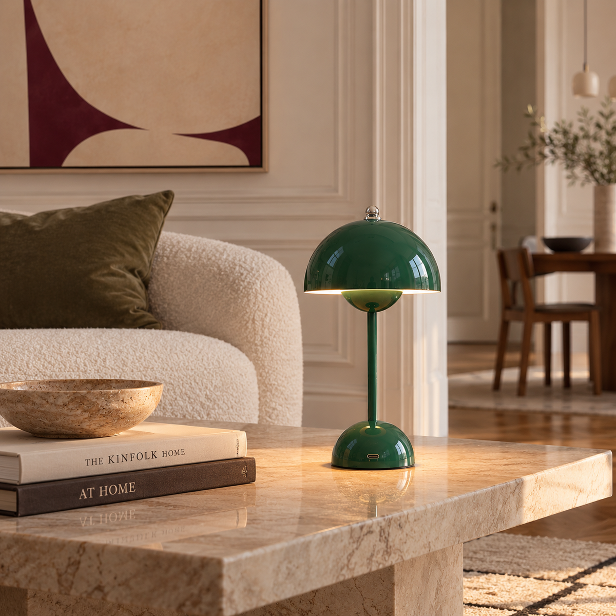 Mushroom Table Lamp 30cm - Cordless Rechargeable Touch Bedside Light