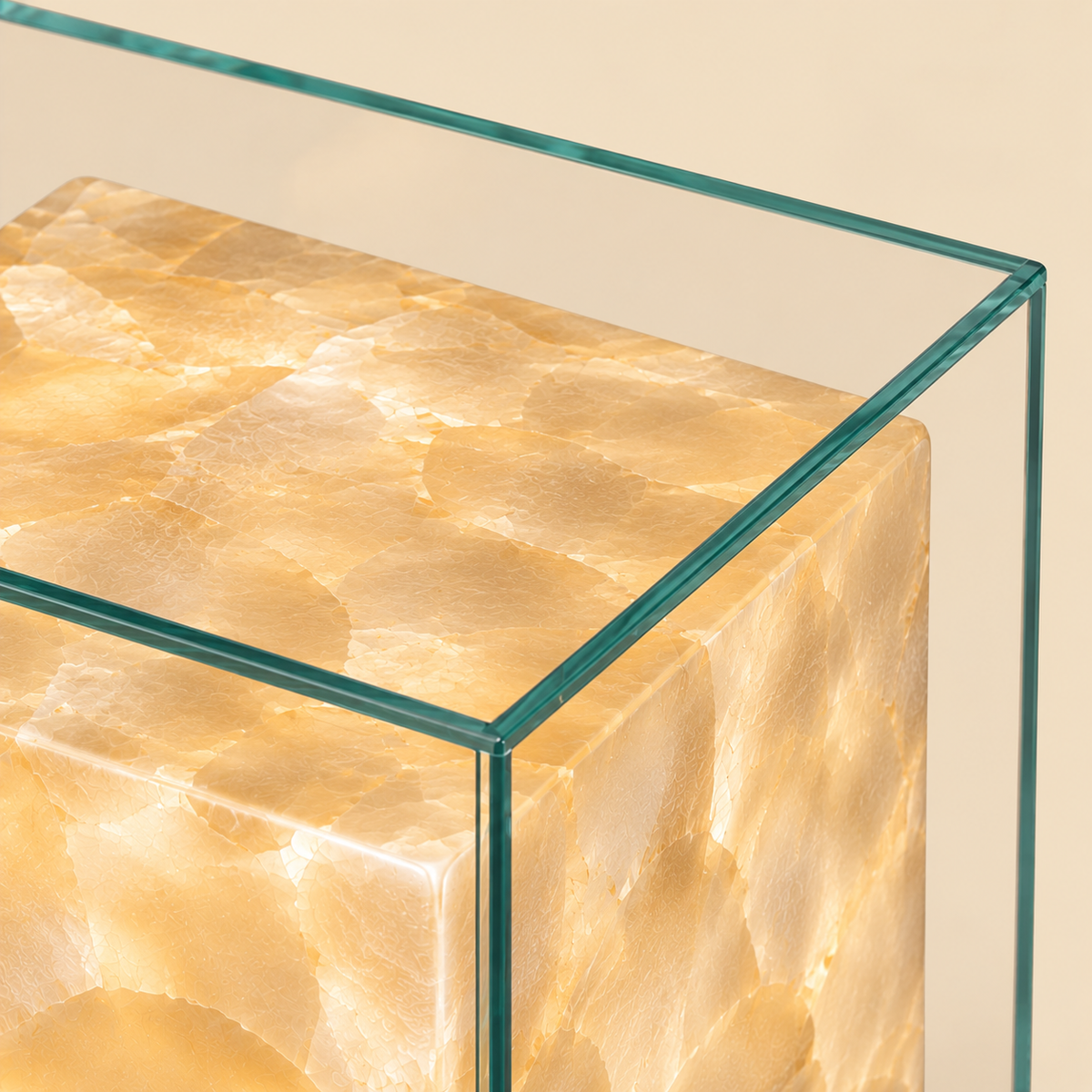 Glass Cube Table Lamp - Rechargeable Cordless Touch Bedside Light