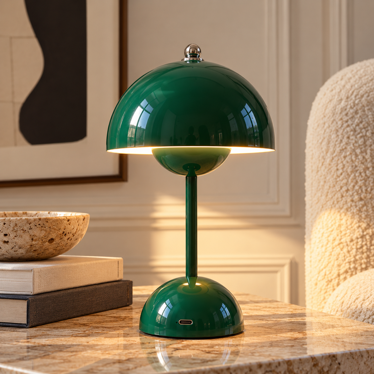 Mushroom Table Lamp 30cm - Cordless Rechargeable Touch Bedside Light