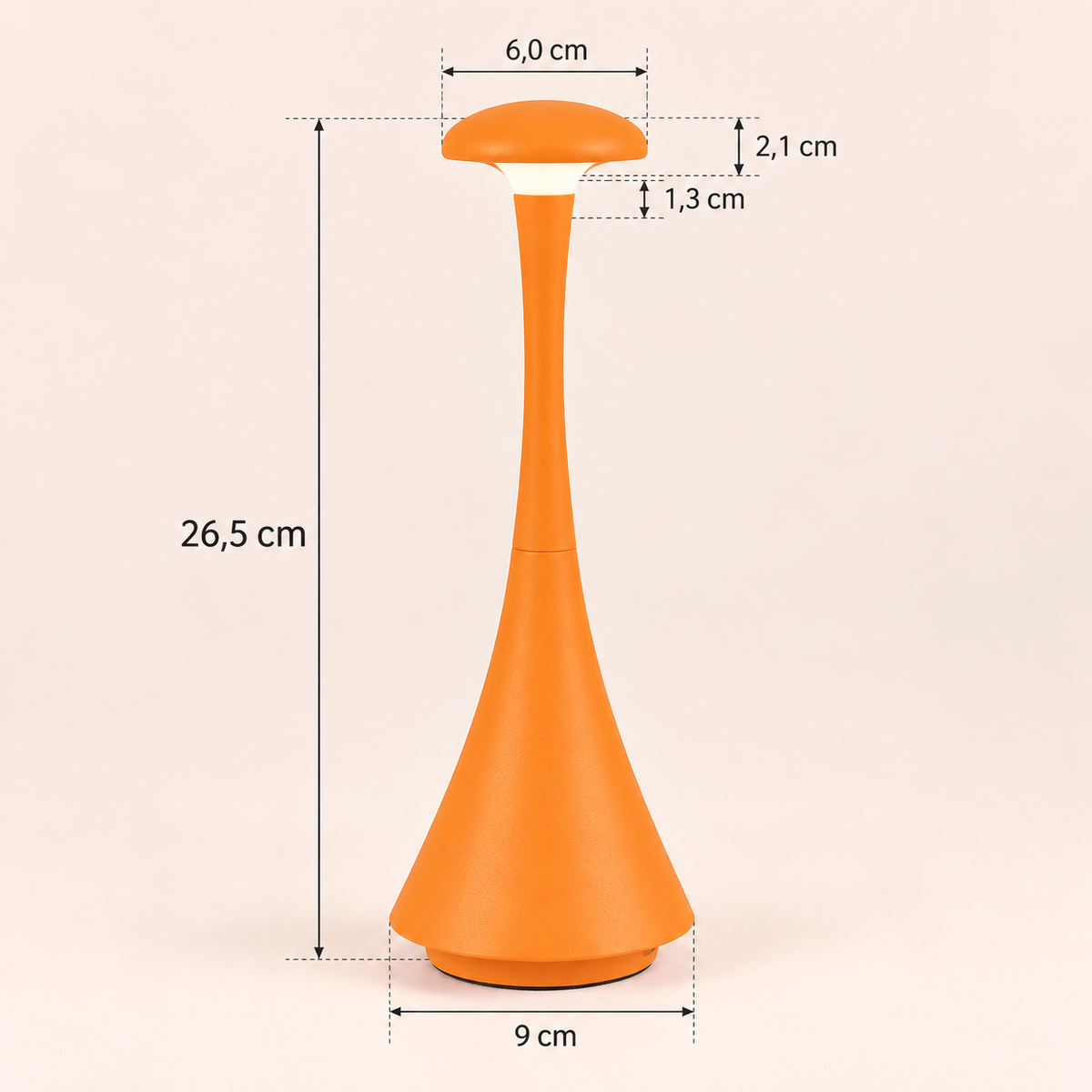Acrylic Mushroom Table Lamp 26.5cm - Rechargeable Touch Bedside Light