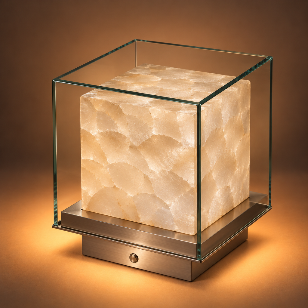 Glass Cube Table Lamp - Rechargeable Cordless Touch Bedside Light
