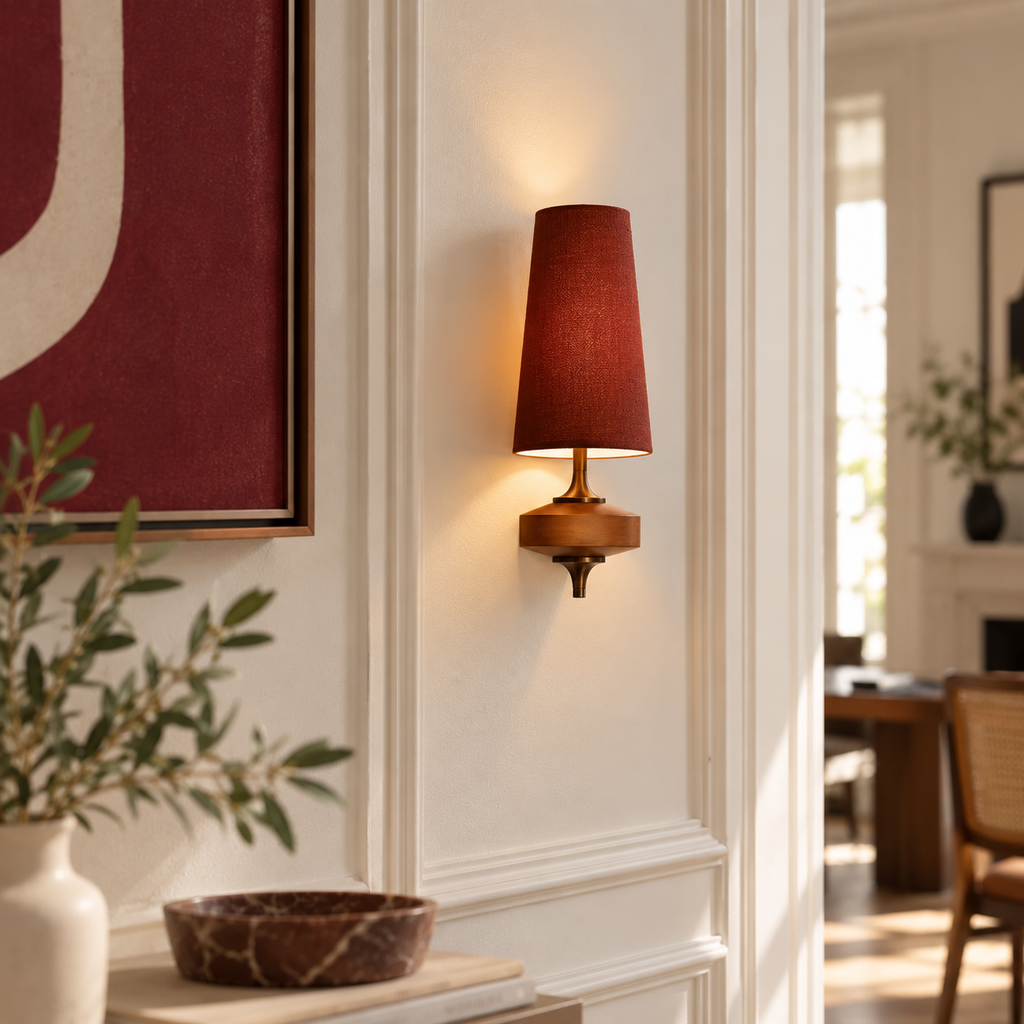 Fabric Wall Light - Carved Wood Nordic Bedside & Kitchen Sconce