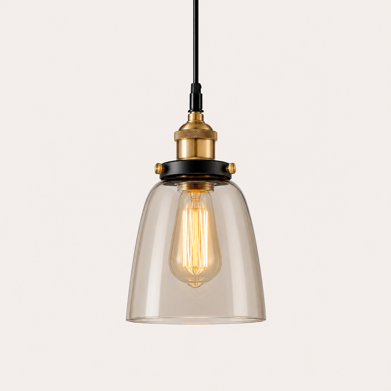 Industrial Glass Pendant Light - Vintage Bell Shade
