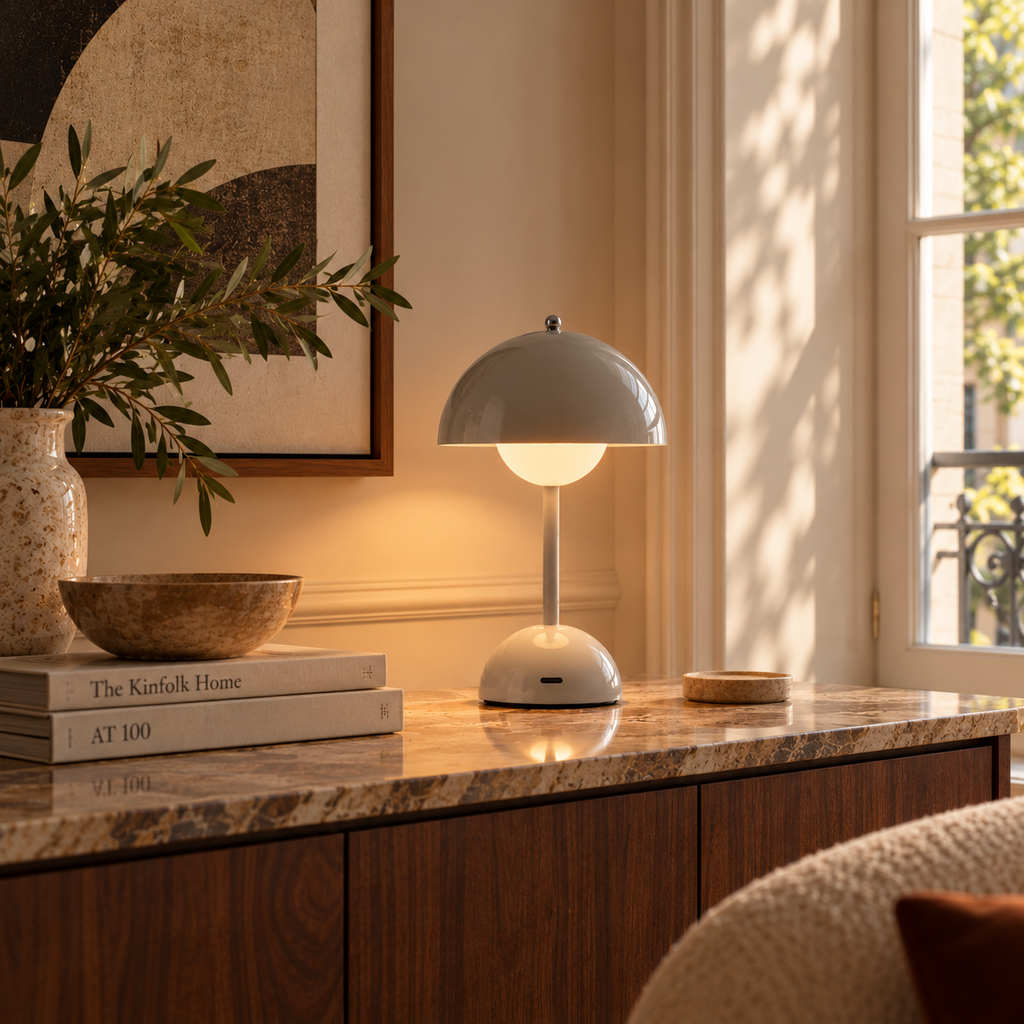Mushroom Table Lamp 30cm - Cordless Rechargeable Touch Bedside Light