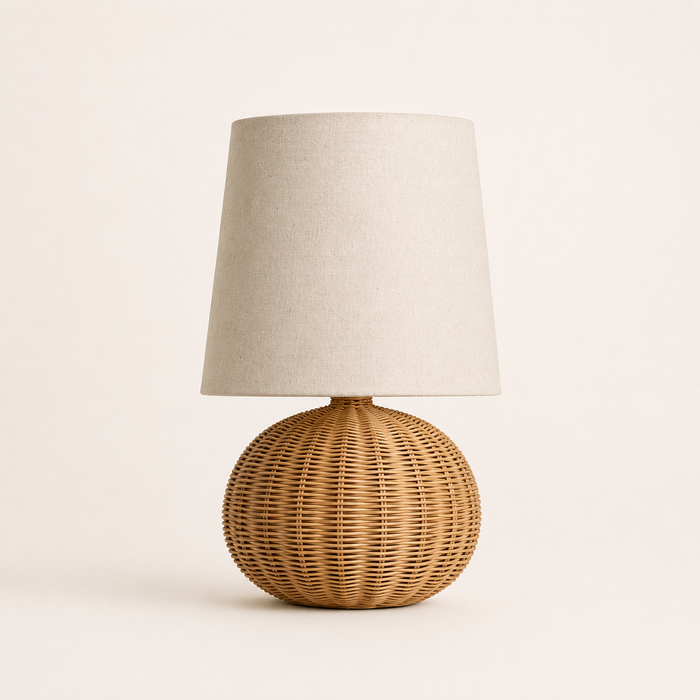 Rattan Table Lamp - Wabi-Sabi Round Ball Bedside Lamp