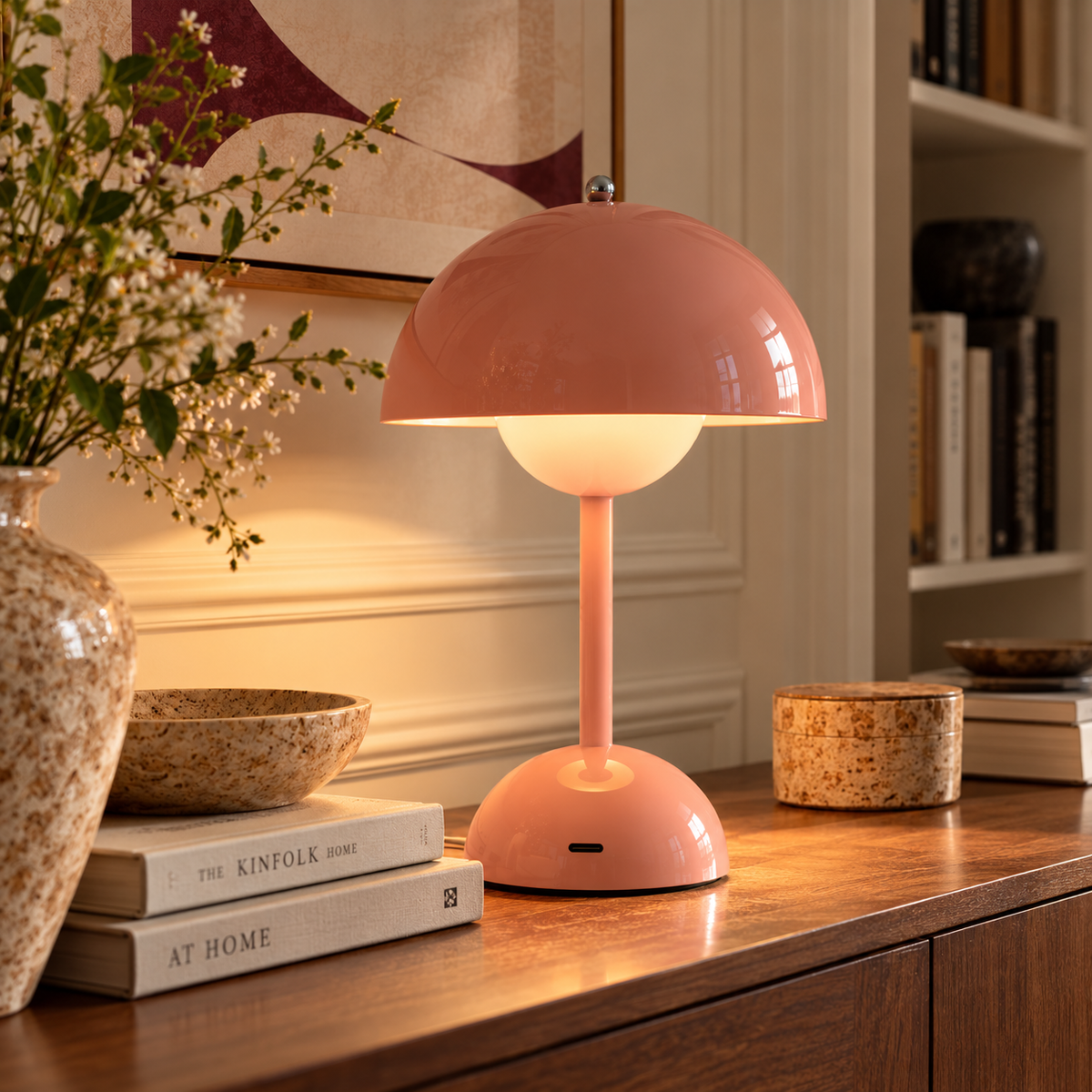 Mushroom Table Lamp 30cm - Cordless Rechargeable Touch Bedside Light