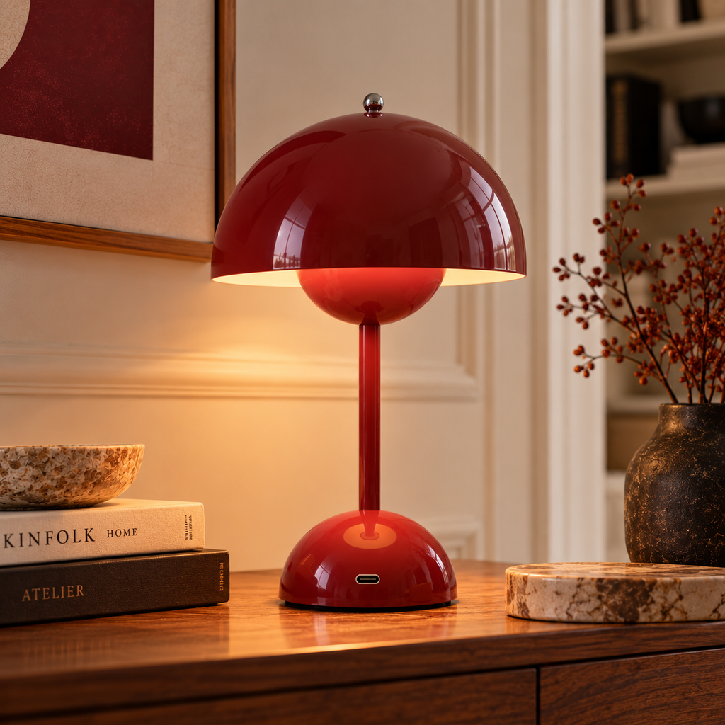 Mushroom Table Lamp 30cm - Cordless Rechargeable Touch Bedside Light