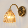 Amber Glass Lamp Shade 10cm - Ribbed Replacement Pendant Shade