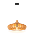Wooden Pendant Light 43cm - Scandinavian Slatted Dining Room Light
