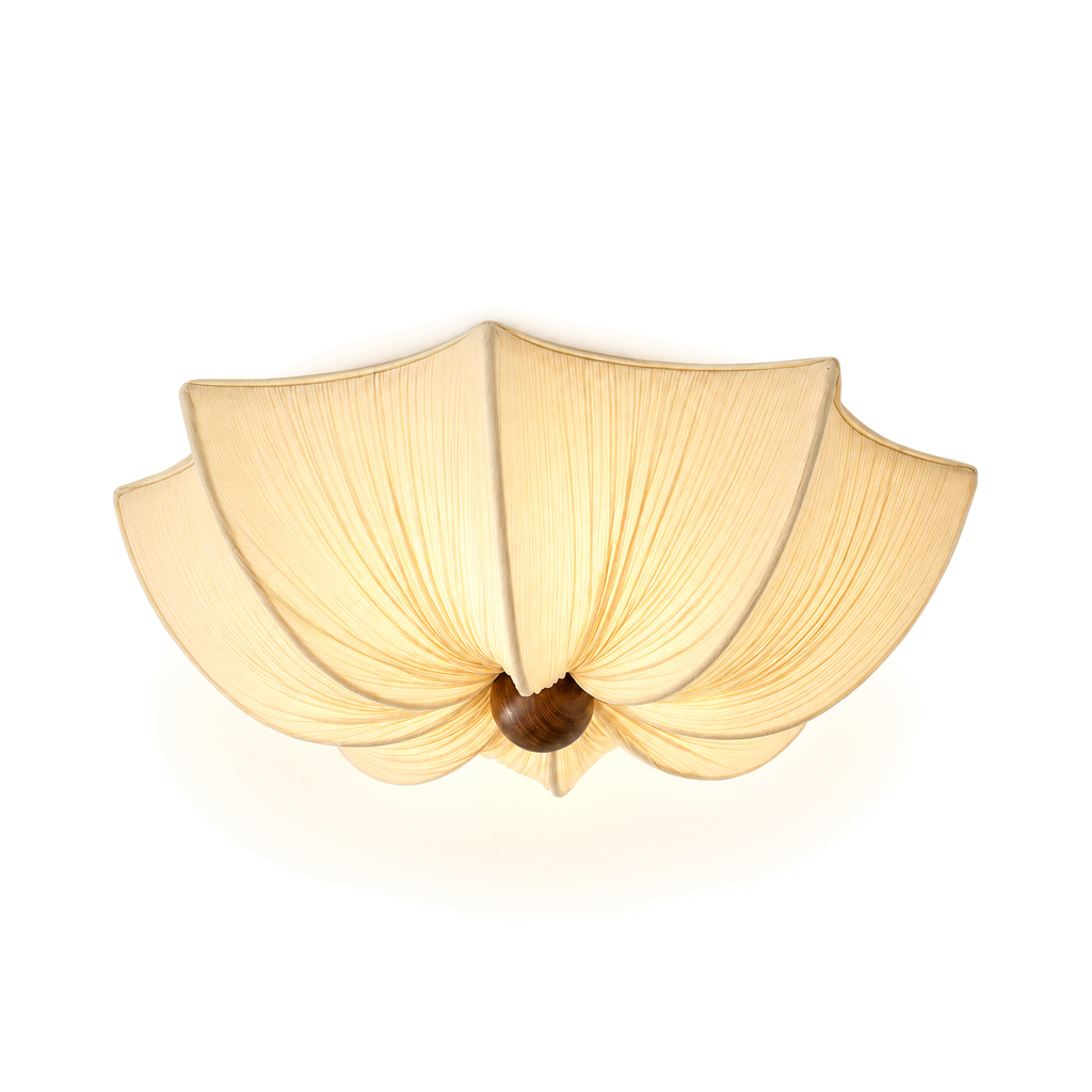 Cream Petal Fabric Ceiling Light - French Flower Semi-Flush Lamp for Living Room & Bedroom