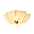 Cream Petal Fabric Ceiling Light - French Flower Semi-Flush Lamp for Living Room & Bedroom