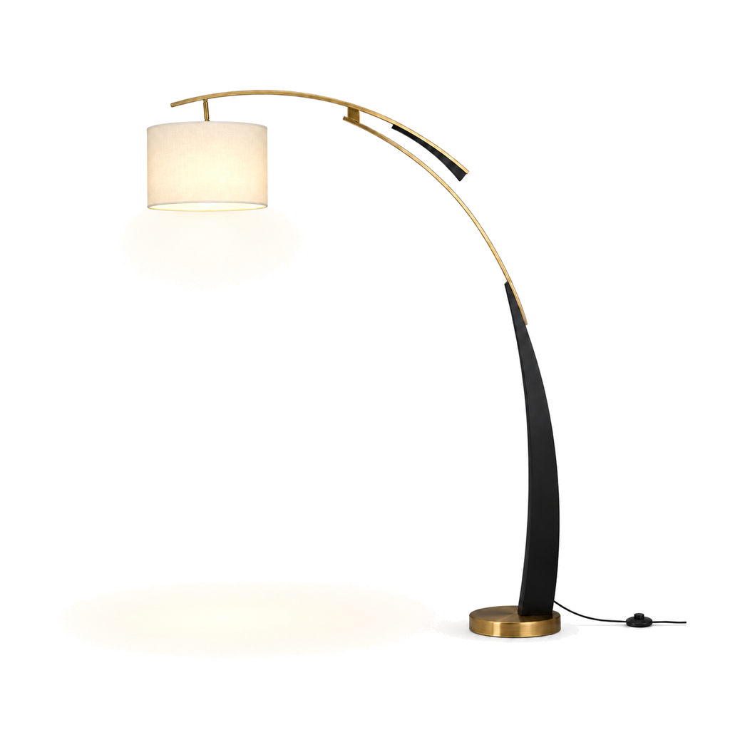 Arc Floor Lamp 180cm - Modern Fabric Shade Living Room Standing Light