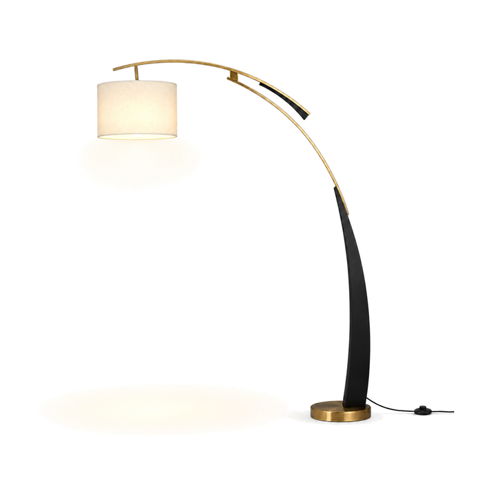 Arc Floor Lamp 180cm - Modern Fabric Shade Living Room Standing Light