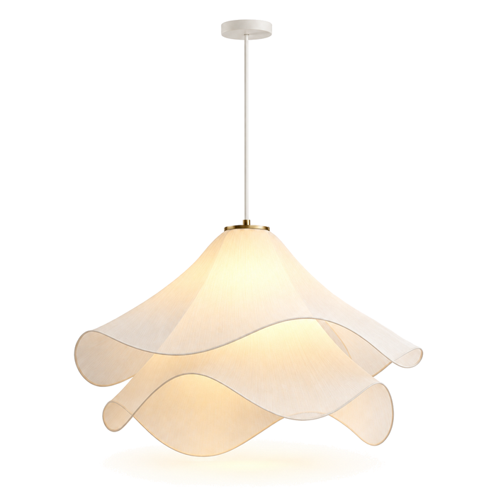 White Petal Pendant Light - Double-Layer Fabric Flower Chandelier for Dining Room & Bedroom