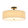 Fabric Drum Ceiling Light 40cm - Beige Semi-Flush Dining Room Light