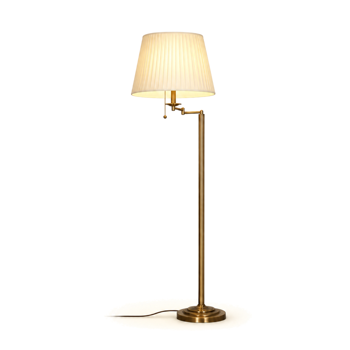 Retro Floor Lamp 160cm - Adjustable Fabric Shade Living Room Light