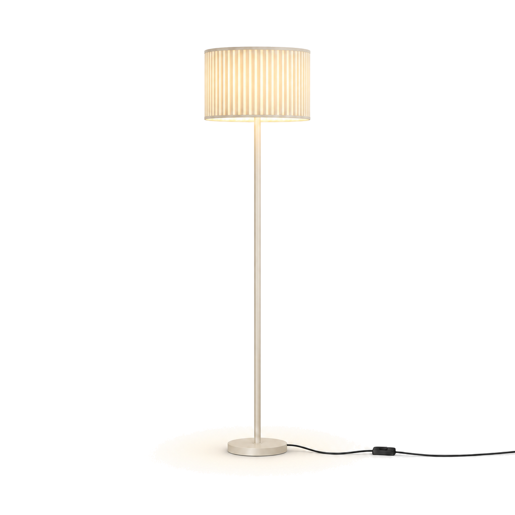 French Pleated Fabric Floor Lamp - Remote Dimmable Living Room Light