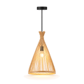 Bamboo & Rattan Pendant Light - Handmade Woven Cone Dining Room Light