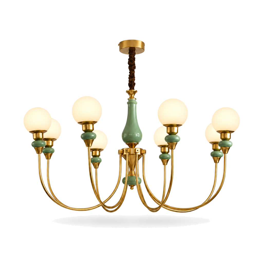 8-Light Globe Chandelier 100cm - Gold Remote Dimmable Dining Room Light