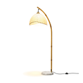 Bamboo-Effect Arc Floor Lamp - Japanese Lantern Marble Base Living Room