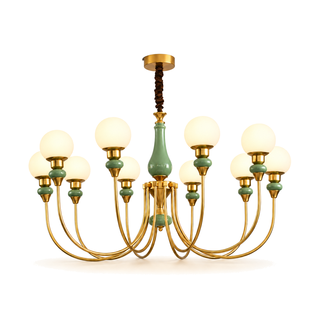 8-Light Globe Chandelier 100cm - Gold Remote Dimmable Dining Room Light