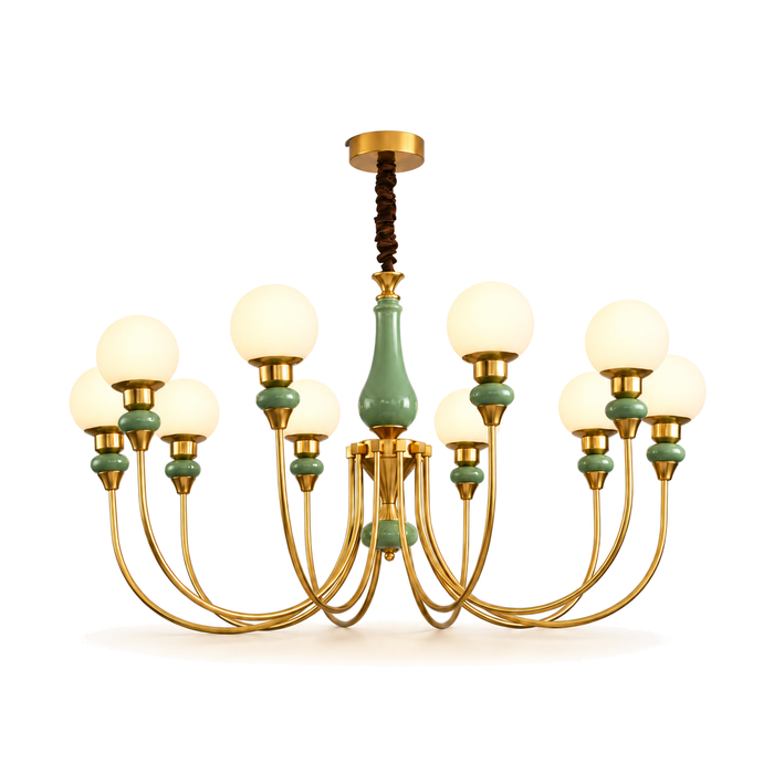 8-Light Globe Chandelier 100cm - Gold Remote Dimmable Dining Room Light