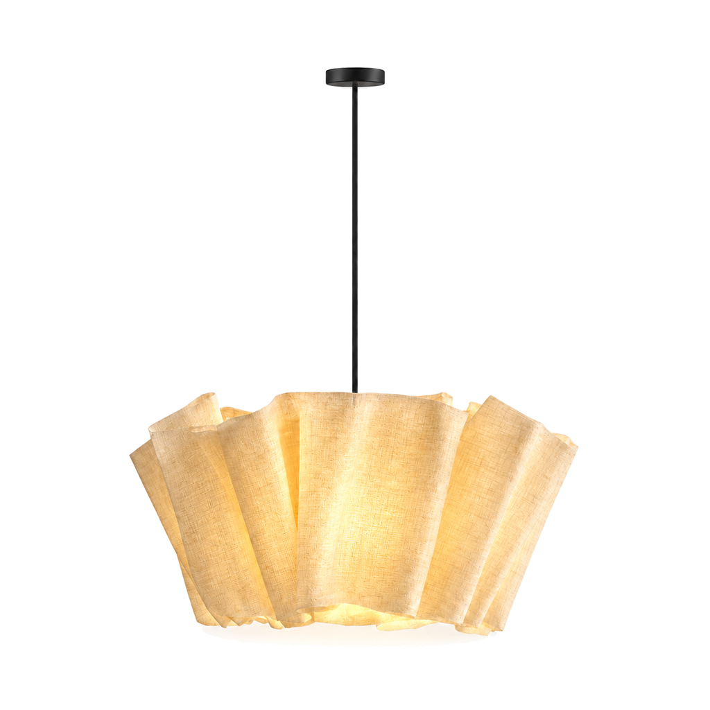 Wabi Sabi Pendant Light - Pleated Linen Japandi Ceiling Lamp for Bedroom & Study, E27 Warm White