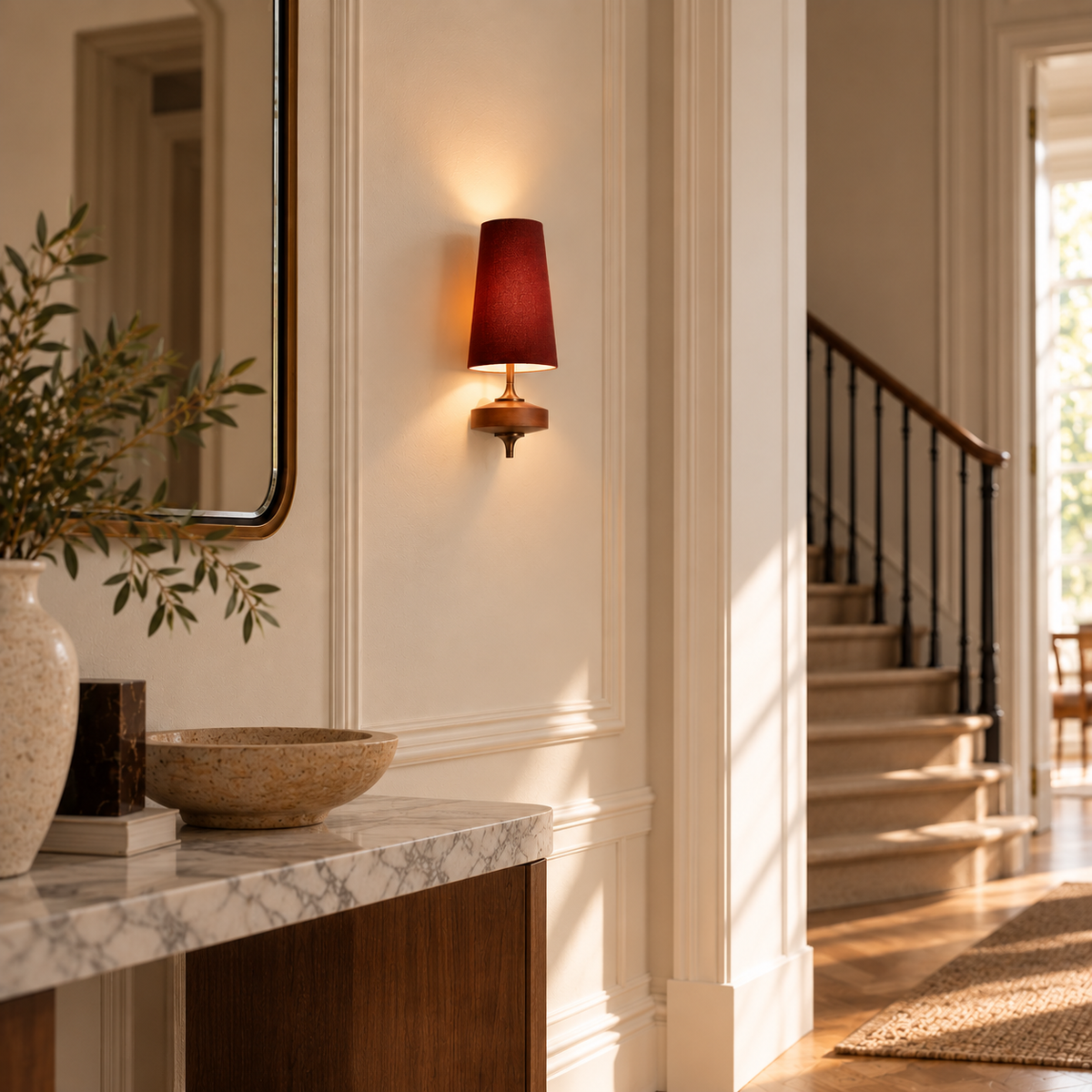 Fabric Wall Light - Carved Wood Nordic Bedside & Kitchen Sconce