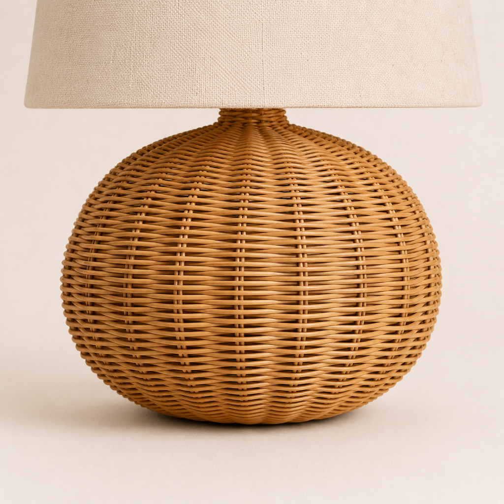 Rattan Table Lamp - Wabi-Sabi Round Ball Bedside Lamp