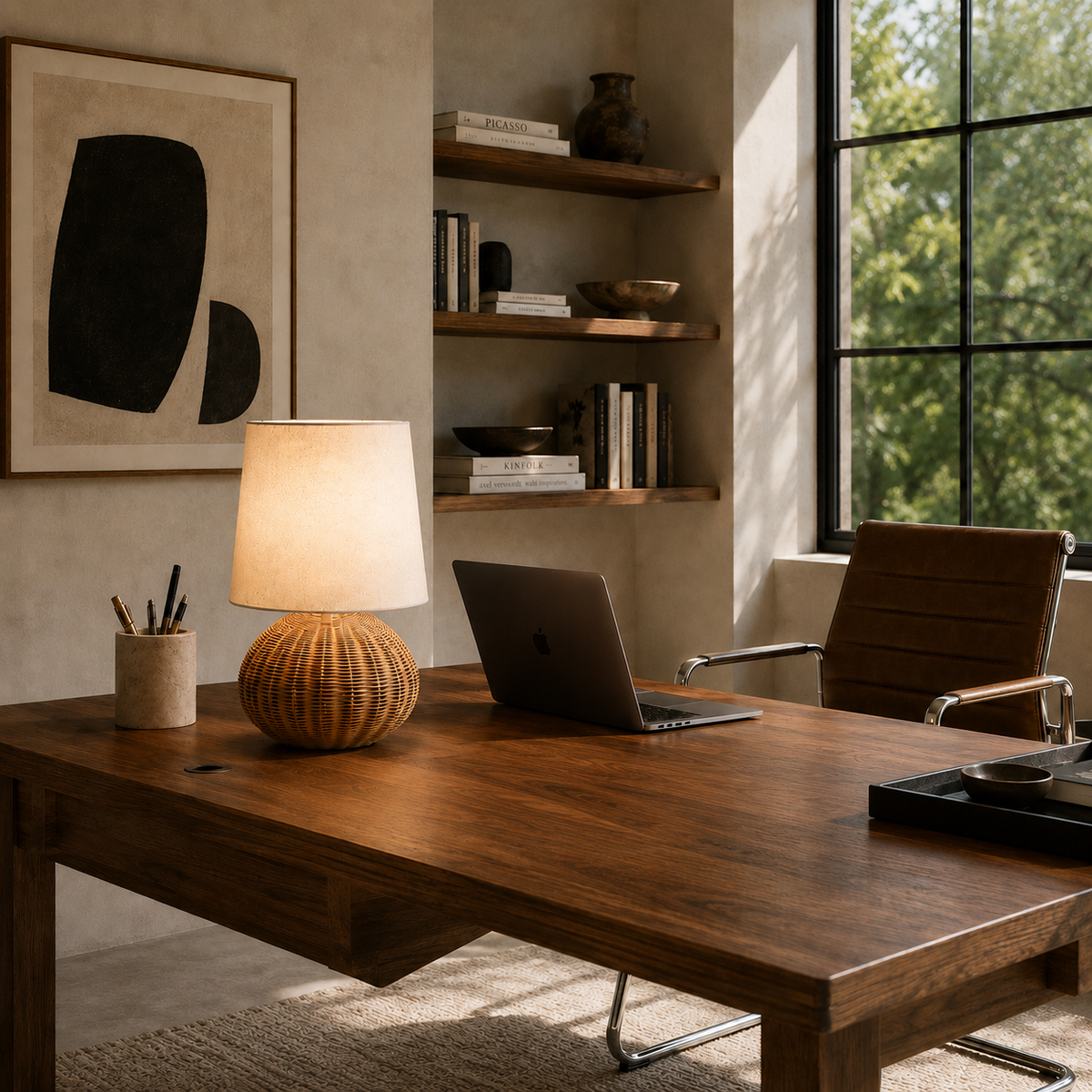Rattan Table Lamp - Wabi-Sabi Round Ball Bedside Lamp