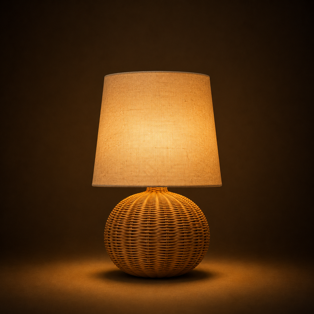 Rattan Table Lamp - Wabi-Sabi Round Ball Bedside Lamp