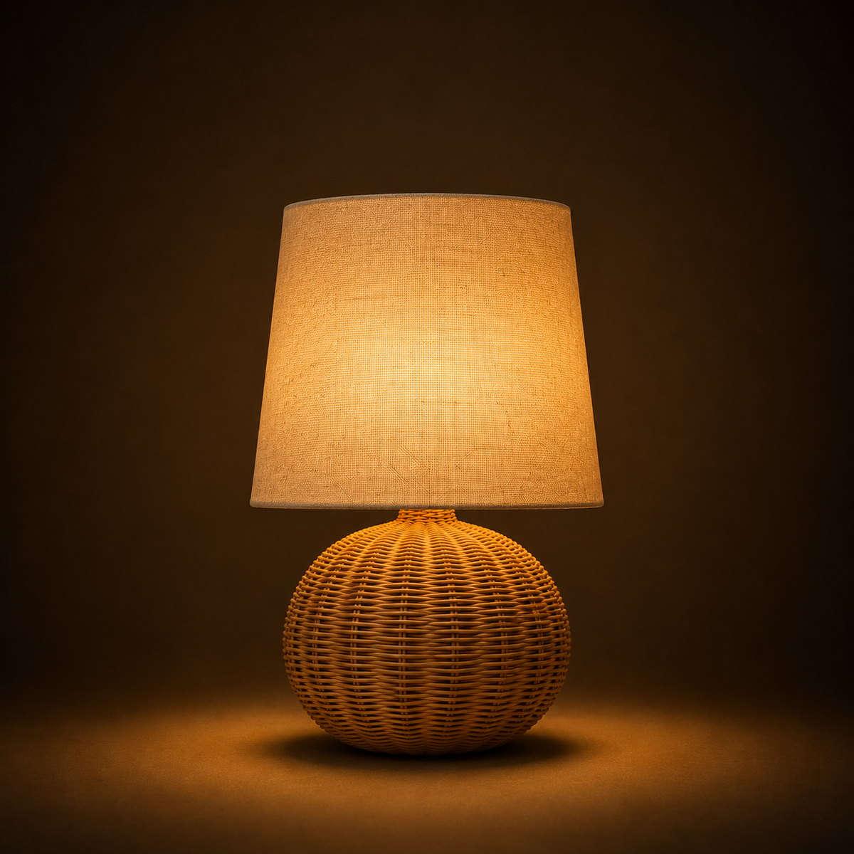 Rattan Table Lamp - Wabi-Sabi Round Ball Bedside Lamp