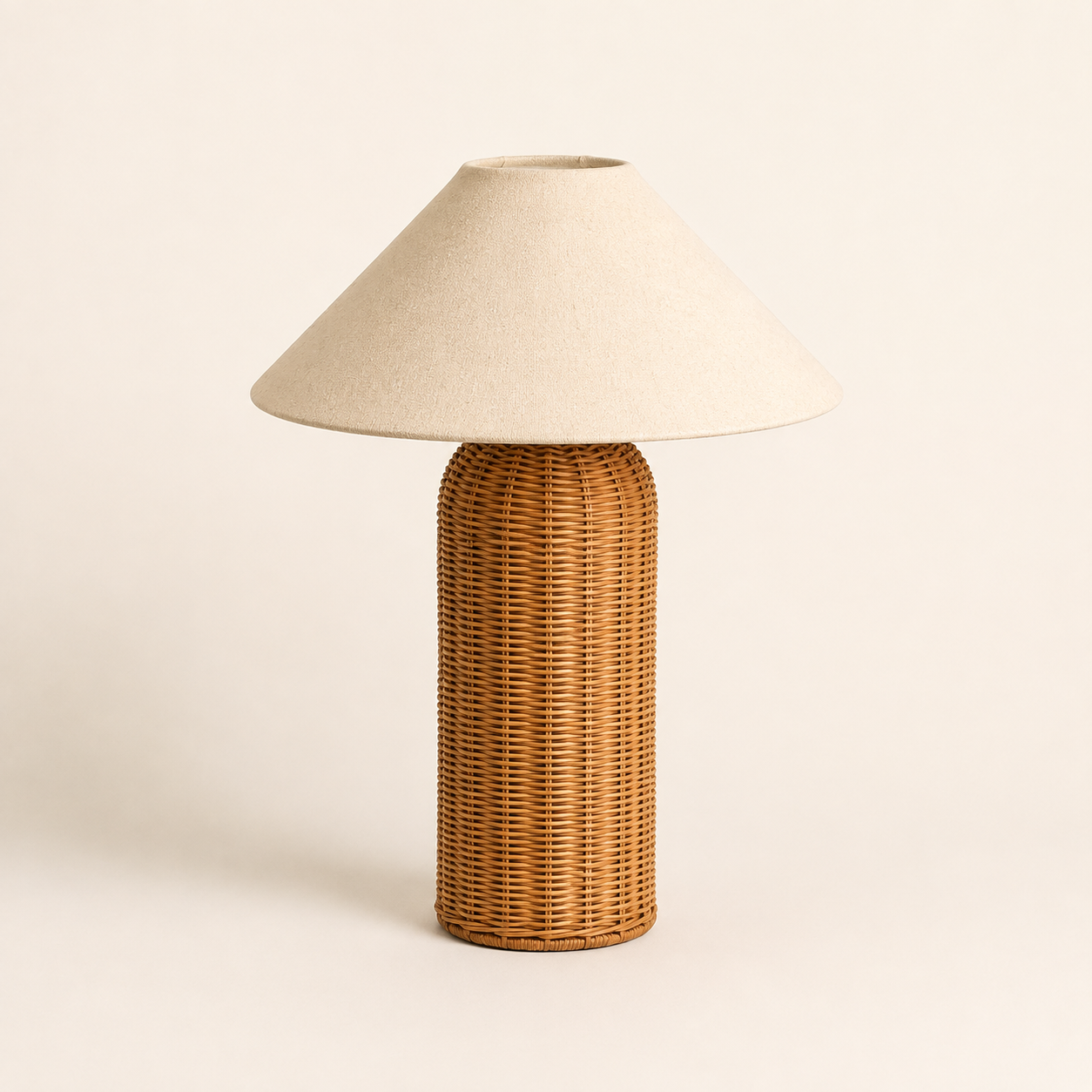 Rattan Table Lamp - Wabi-Sabi Cylindrical Bedside Lamp