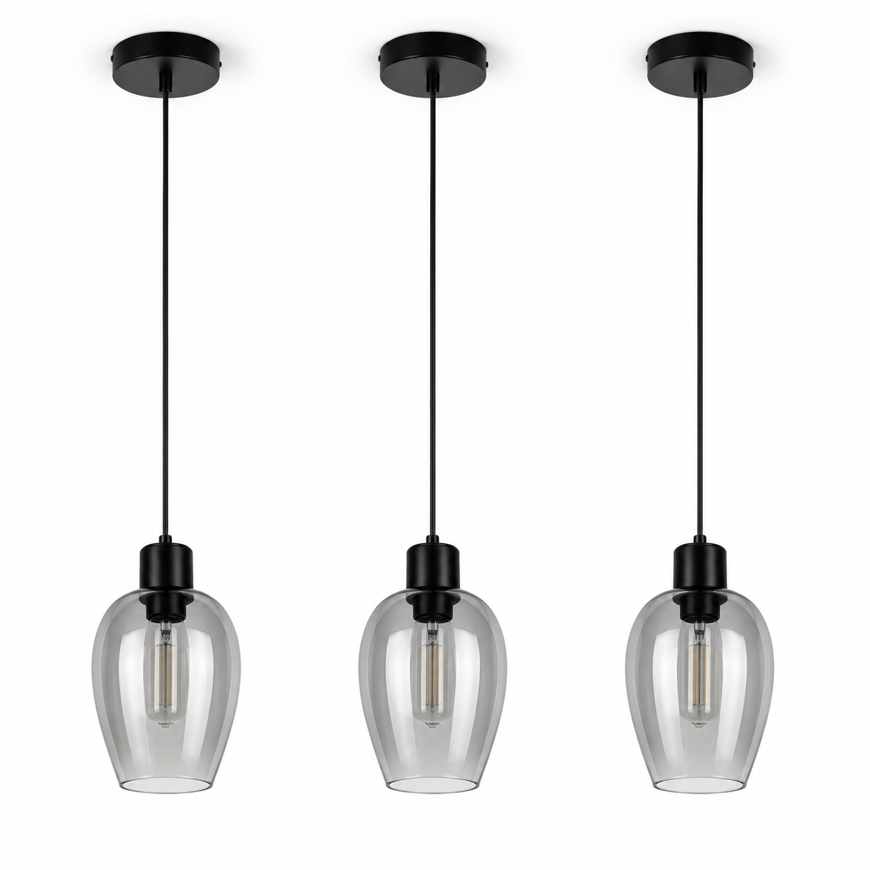 Glass Pendant Light - Vintage Black Dining Cluster Light
