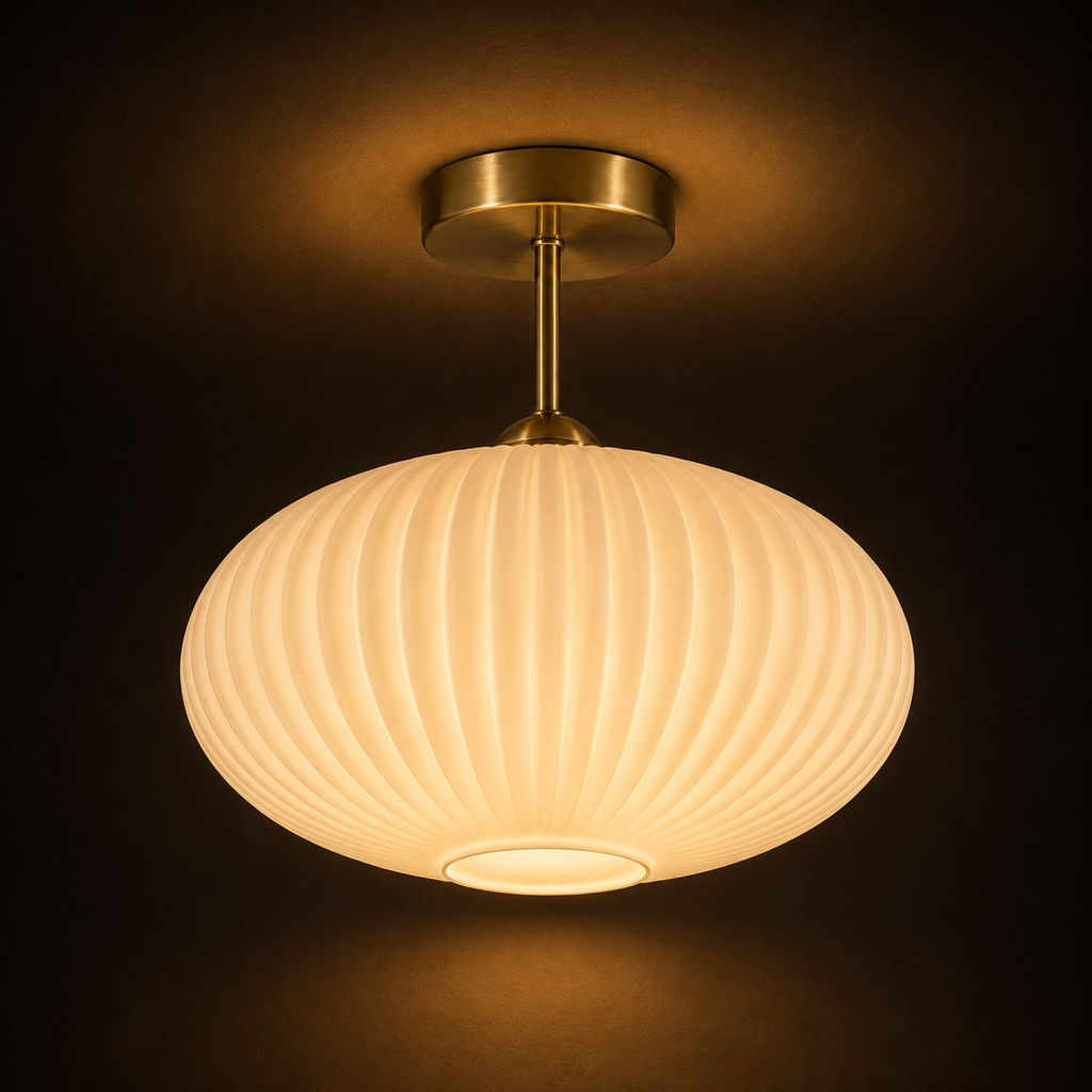 Gold Glass Ceiling Light - Hallway & Corridor Flush Light