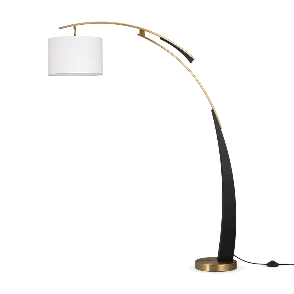 Arc Floor Lamp 180cm - Modern Fabric Shade Living Room Standing Light